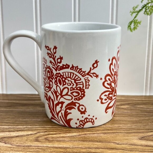 Corelle Coordinates Set of 3 Red Paisley Coffee Mugs Stoneware - Picture 5 of 12